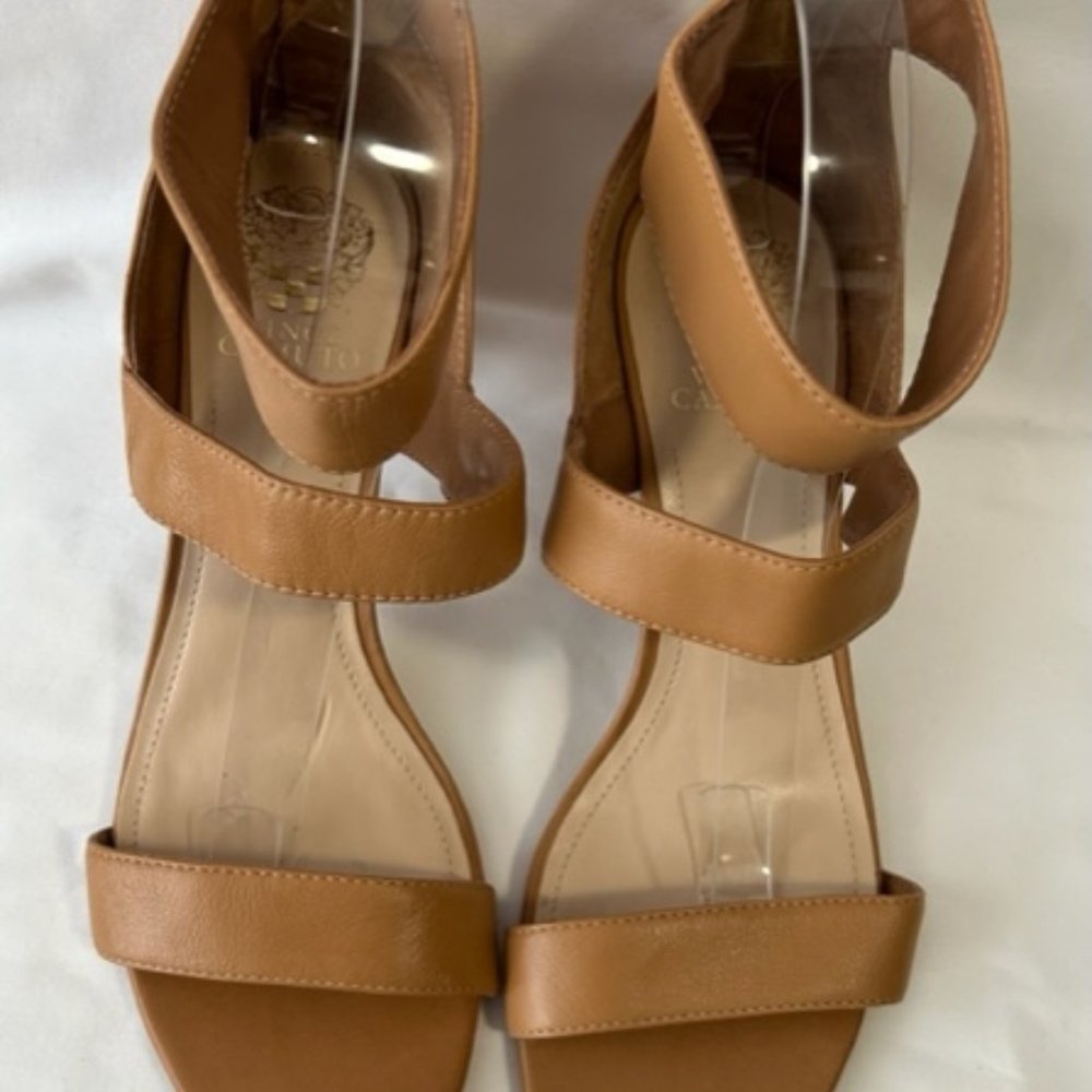 Vince Camuto style Megan Strappy Cognac Heels with back Zipper Closure - Picture 3 of 12